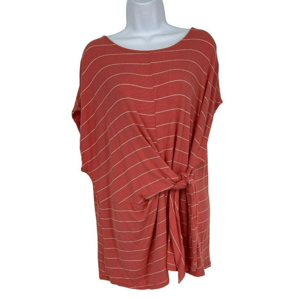 Lee‎ Cap Sleeve Round Neck Tie Detail T-Shirt Size 2X